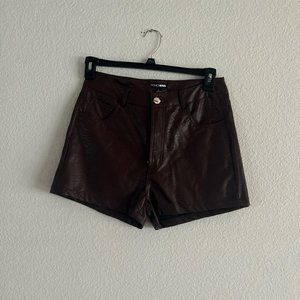 DARK BROWN LEATHER SHORTS